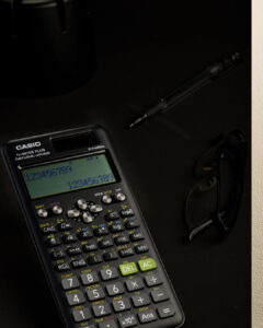 Casio calculator on black background