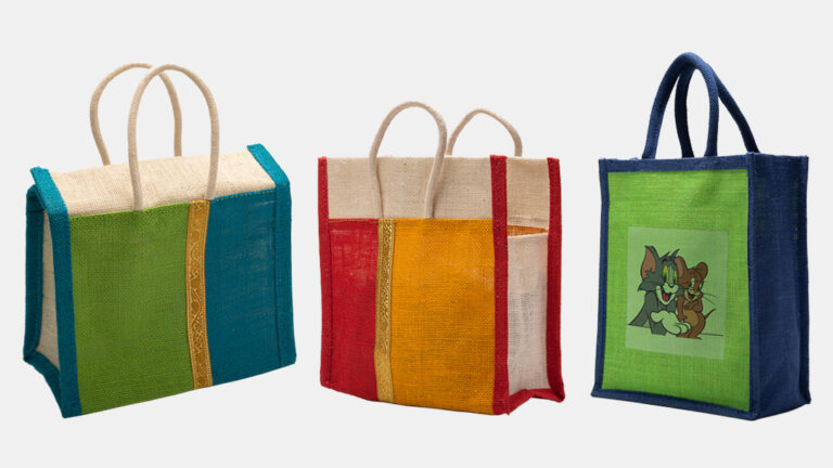 Product shot on white background, Jute bag